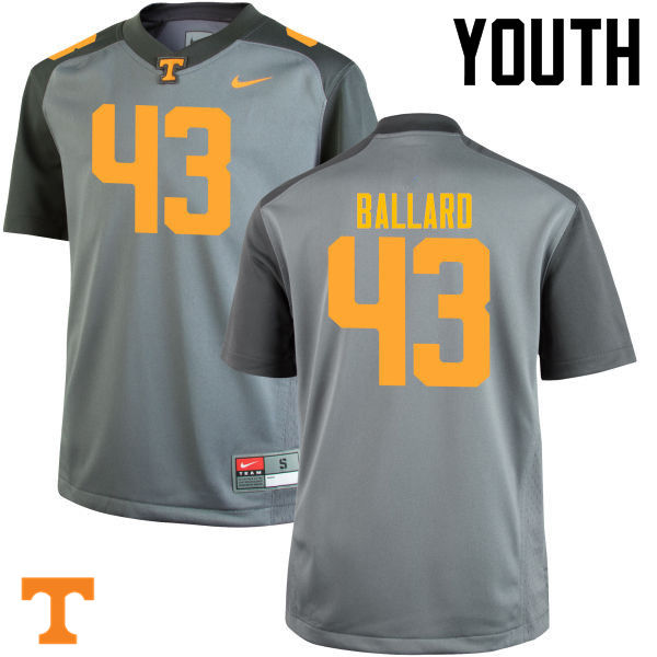 Youth #43 Matt Ballard Tennessee Volunteers College Football Jerseys-Gray